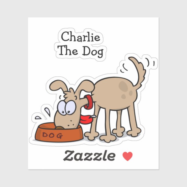 Cartoon Dog Eating Dog Food With Favourite Name (Sheet)
