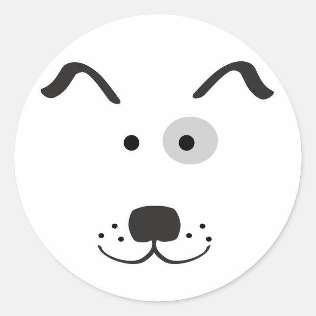 Cartoon Dog Face Illustration Classic Round Sticker (Front)