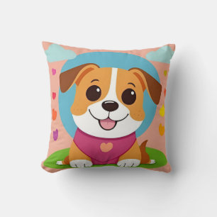 Cartoon Dog for cosy aesthetic room design Cushion