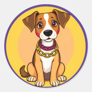 🐶 Cartoon Dog Gift For Dog Lovers And Pet Fans Classic Round Sticker