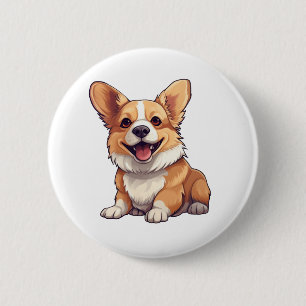 Cartoon dog illustration 6 cm round badge