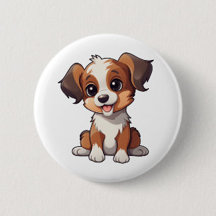 Cartoon dog illustration 6 cm round badge