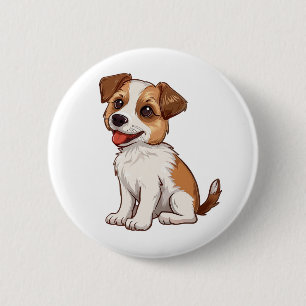 Cartoon dog illustration 6 cm round badge