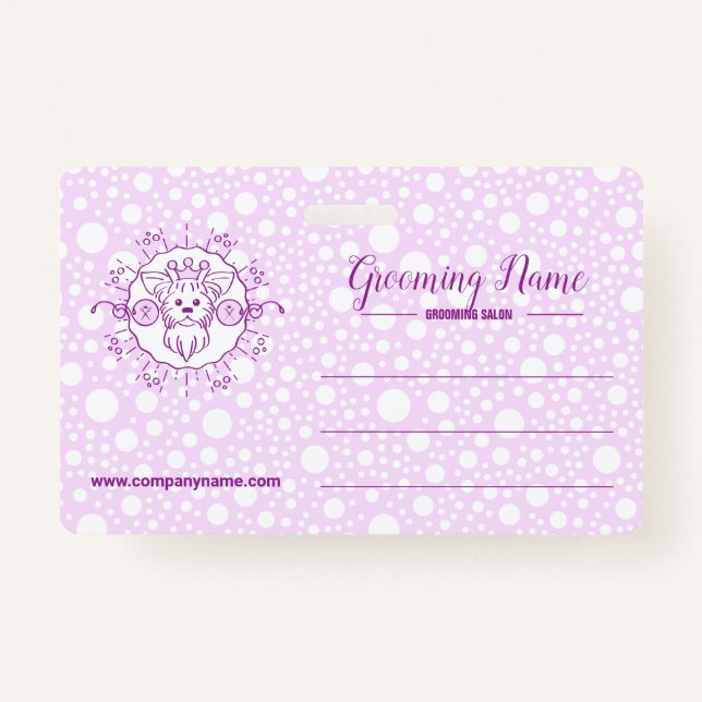 Cartoon Dog Illustration for Grooming ID Badge (Front)