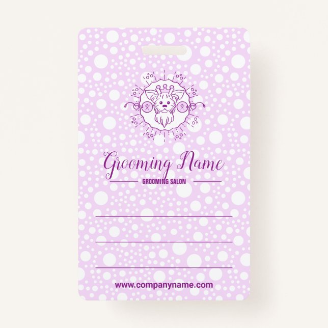 Cartoon Dog Illustration for Grooming ID Badge (Front)