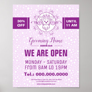 Cartoon Dog Illustration for Grooming Poster