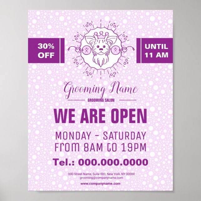 Cartoon Dog Illustration for Grooming Poster (Front)