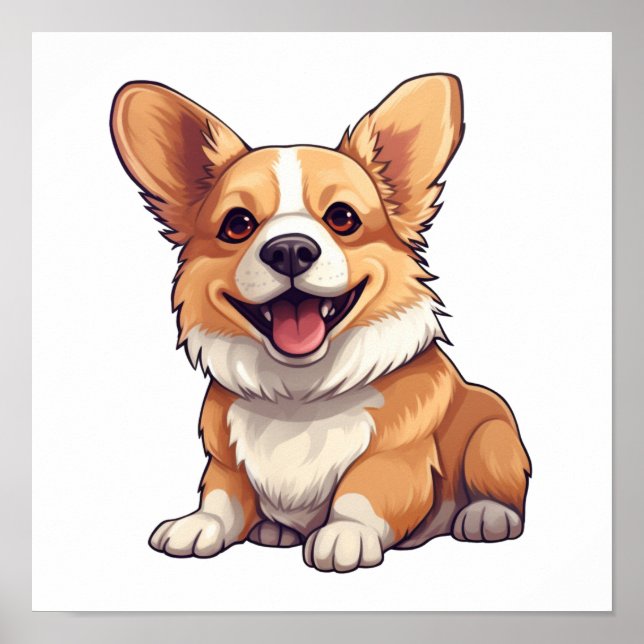 Cartoon dog illustration poster (Front)