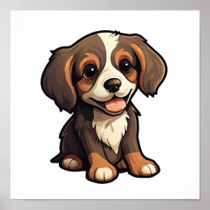 Cartoon dog illustration poster