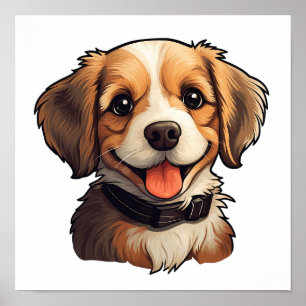 Cartoon dog illustration poster