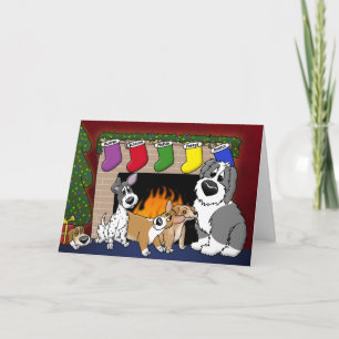 Cartoon Dog Lover Family Christmas Card