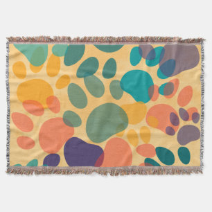 Cartoon Dog Paw Print Colourful Abstract Art Throw Blanket