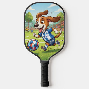 Cartoon Dog Playing Soccer or Football Pickleball Paddle