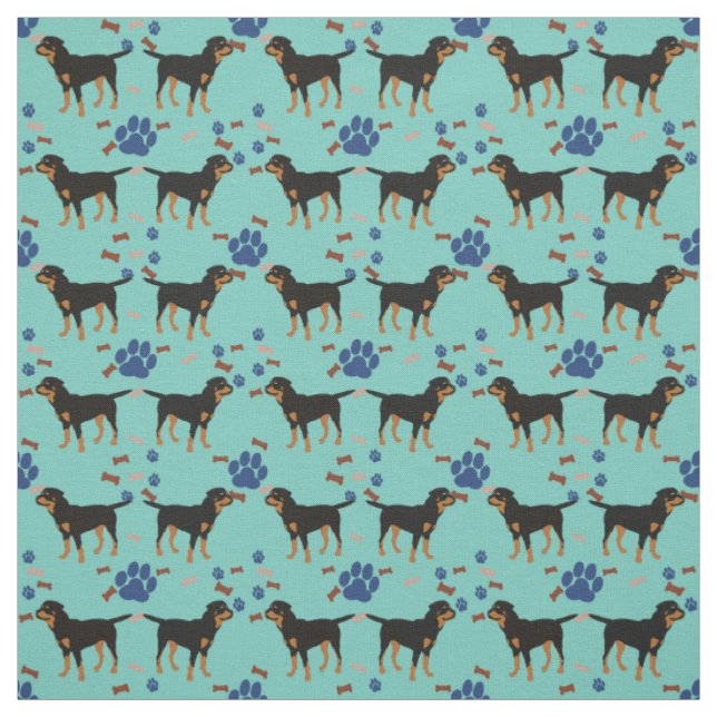 Cartoon Dog - Rottweiler (Natural Tail) Fabric (Swatch)
