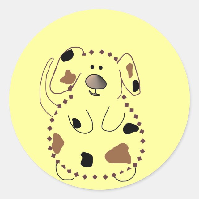 Cartoon Dog Tshirts and Gifts Classic Round Sticker (Front)