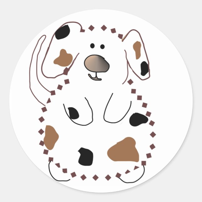 Cartoon Dog Tshirts and Gifts Classic Round Sticker (Front)