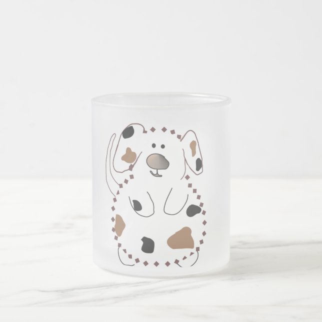 Cartoon Dog Tshirts and Gifts Frosted Glass Coffee Mug (Center)