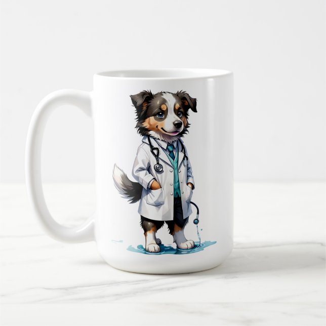 Cartoon Dog Veterinarian Coffee Mug (Left)