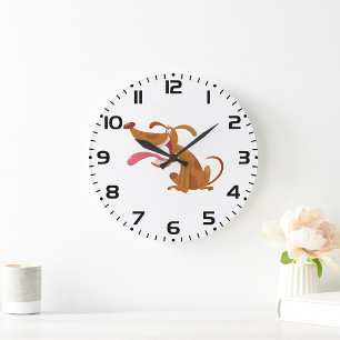 Cartoon Dog With Tongue Out  Large Clock