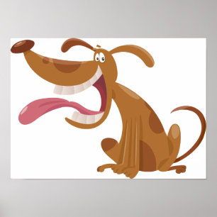 Cartoon Dog With Tongue Out Poster