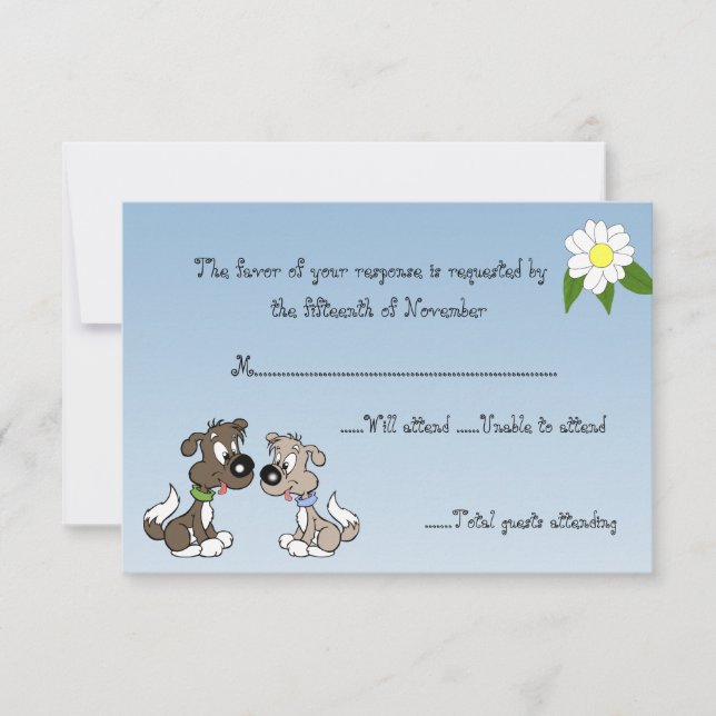 Cartoon Doggie Wedding Response Card (Front)