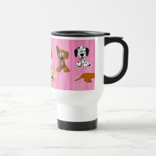 Cartoon Dogs Dog Lover Pink Stainless Travel Mug