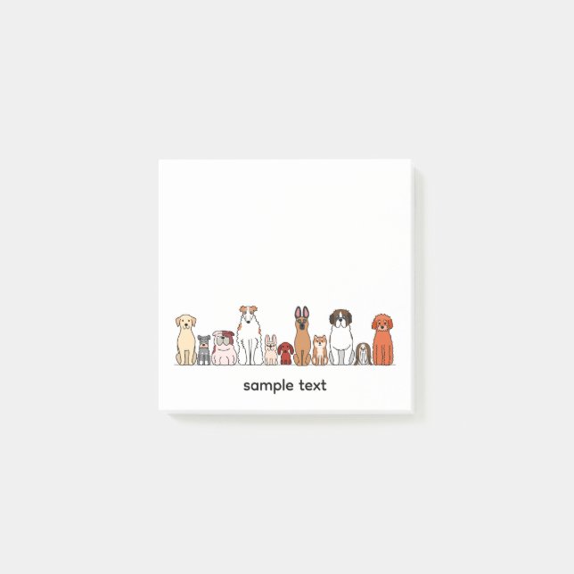 cartoon dogs in a row design1 post-it notes (Front)