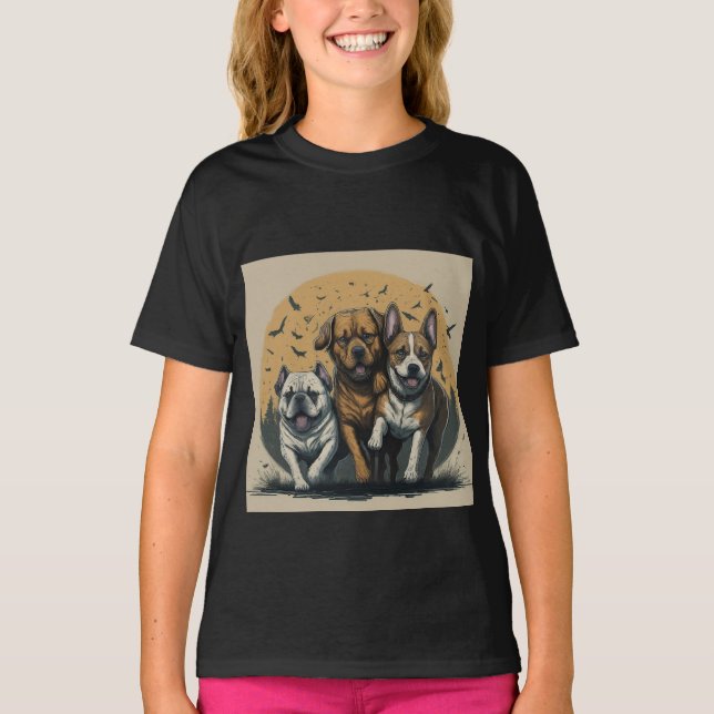 Cartoon Dogs in the Park T-Shirt (Front)