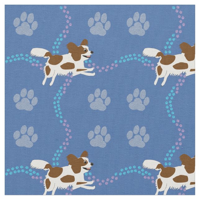 Cartoon Dogs - Papillon Fabric (Close Up)