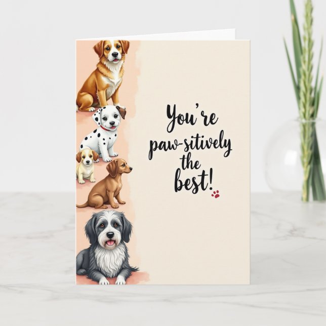 Cartoon Dogs Pawsitively Best Card (Front)