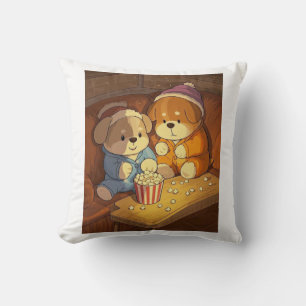 Cartoon dogs puppies with popcorn cushion