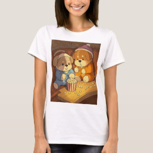 Cartoon dogs puppies with popcorn T-Shirt