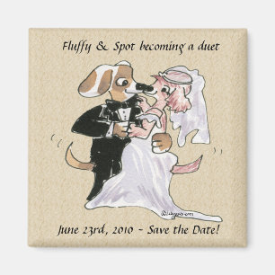 Cartoon Dogs Wedding Save the Date Magnets