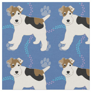 Cartoon Dogs - Wire Fox Terrierr v1 Fabric
