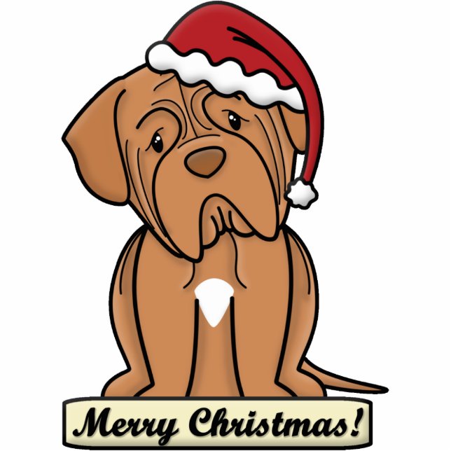 Cartoon Dogue de Bordeaux Christmas Ornament Photo Sculpture Decoration (Front)