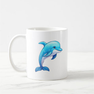 Cartoon dolphin illustration coffee mug