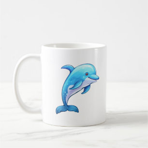 Cartoon dolphin illustration coffee mug