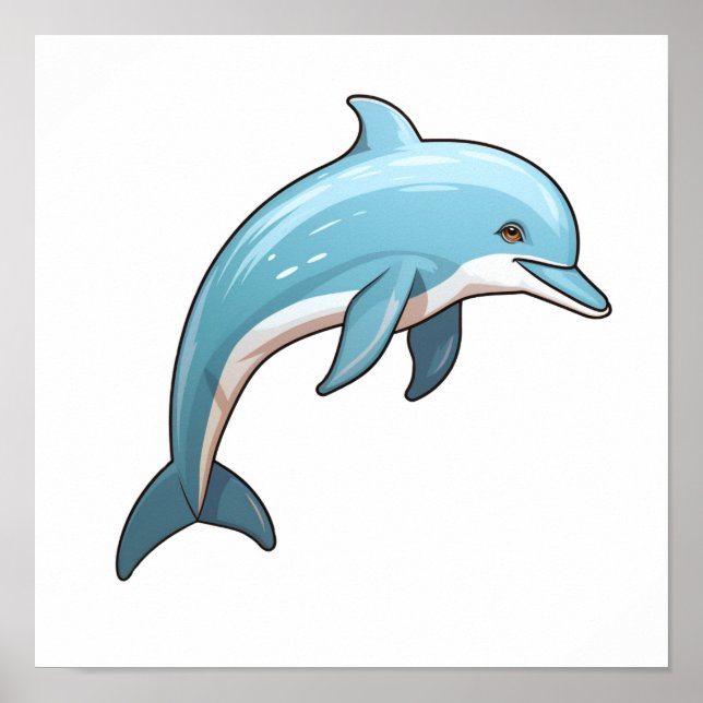 Cartoon dolphin illustration poster (Front)