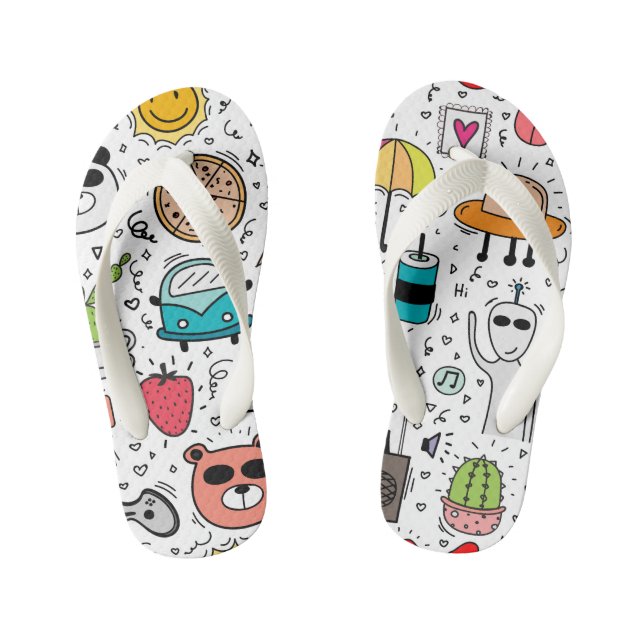 Cartoon Doodle Kid's Flip Flops (Footbed)