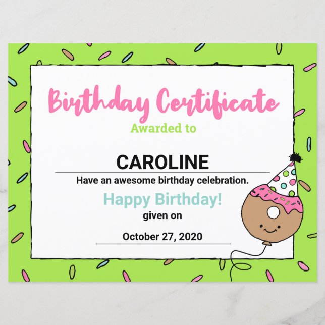 Cartoon Doughnuts Cool Doughnut Designs Birthday C (Front)