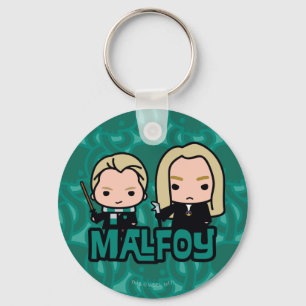 Cartoon Draco and Lucius Malfoy Character Art Key Ring