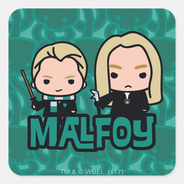 Cartoon Draco and Lucius Malfoy Character Art Square Sticker (Front)