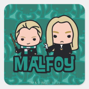 Cartoon Draco and Lucius Malfoy Character Art Square Sticker