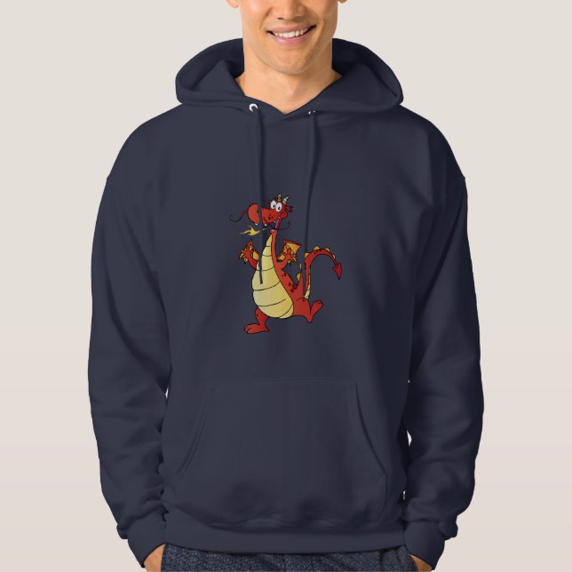 Cartoon Dragon; Blue Hoodie (Front)