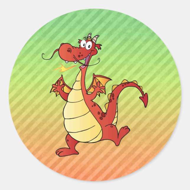 Cartoon Dragon Design Classic Round Sticker (Front)
