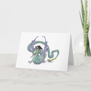 Cartoon Dragon Graduating wearing a cap and tassel Card