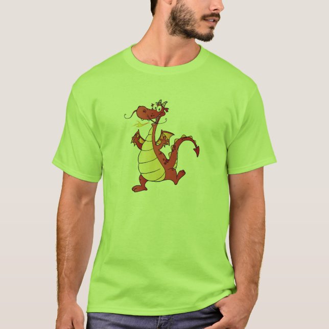 Cartoon Dragon; Green T-Shirt (Front)