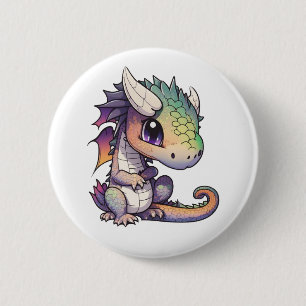 Cartoon dragon illustration 6 cm round badge