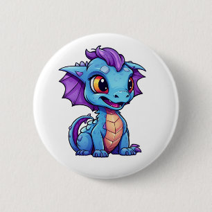 Cartoon dragon illustration 6 cm round badge