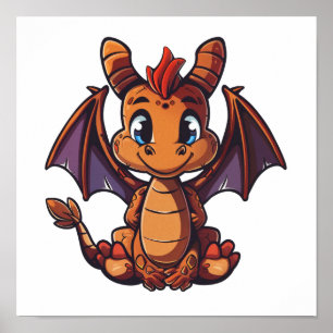 Cartoon dragon illustration poster